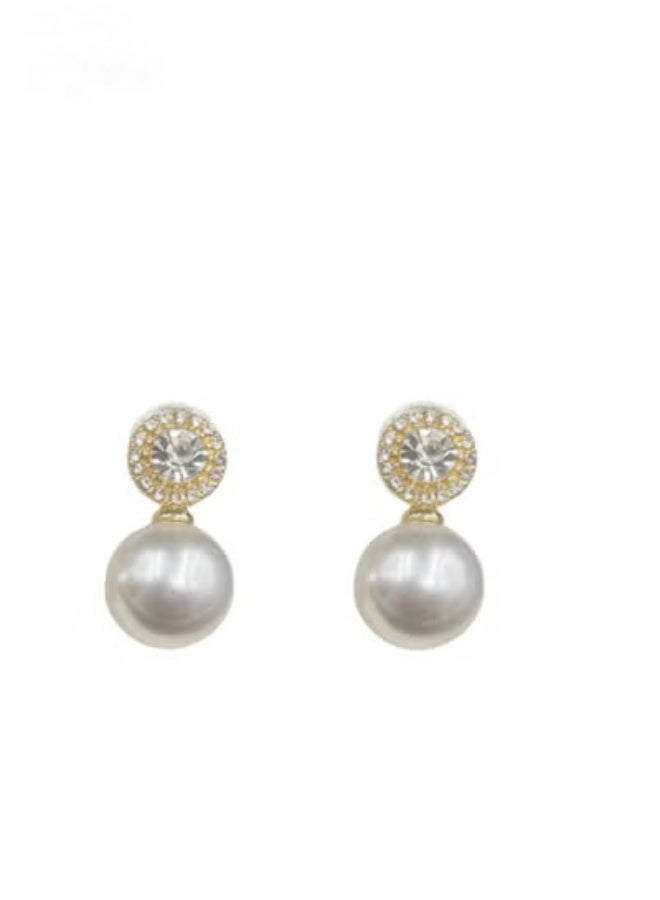 KELIO Diamond Studded,Artificial Pearl Drop Earrings - Image 1